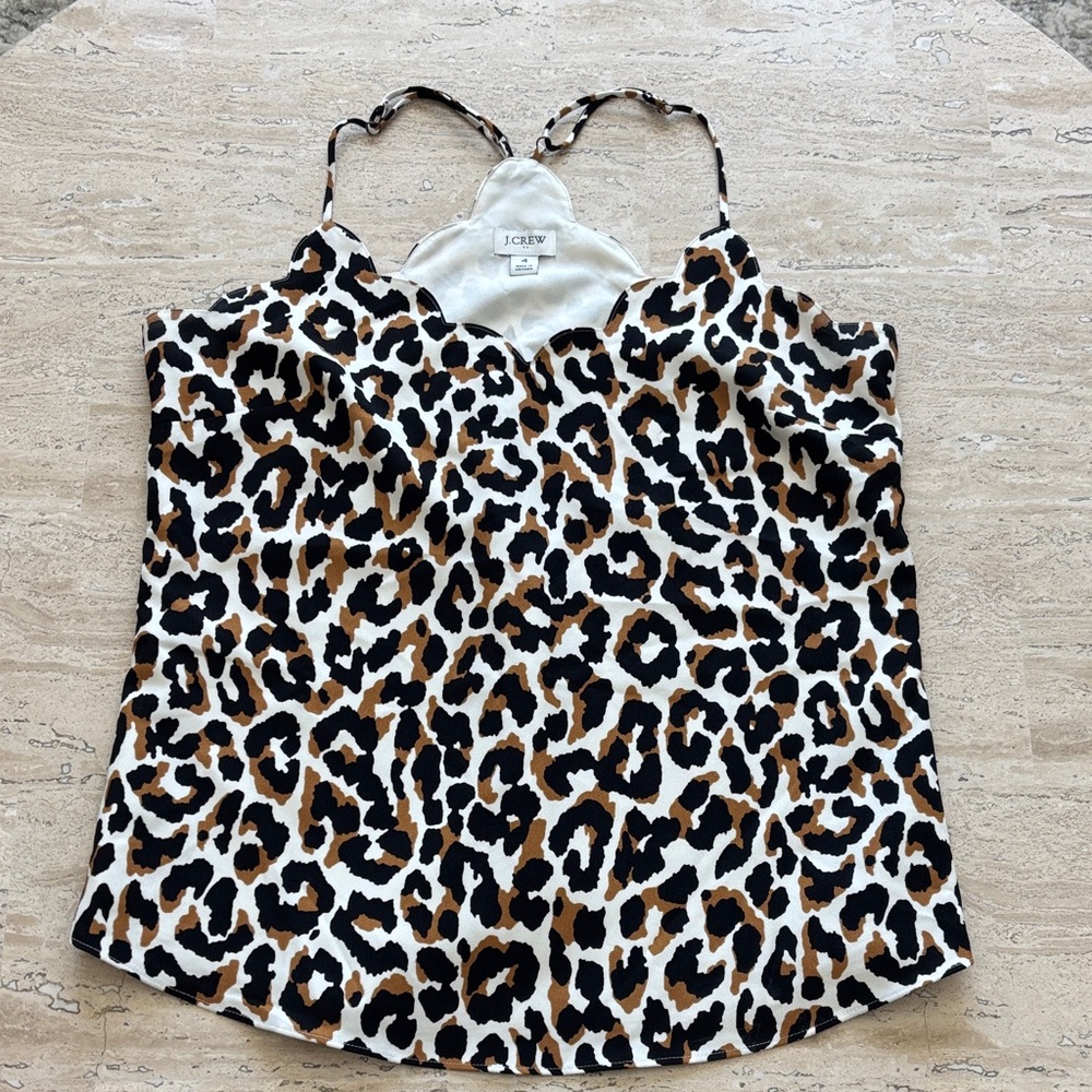 J. Crew Black and Brown Leopard Camisole